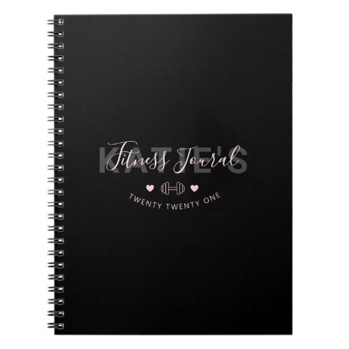 Modern Trendy Fitness Journal Black  Pink