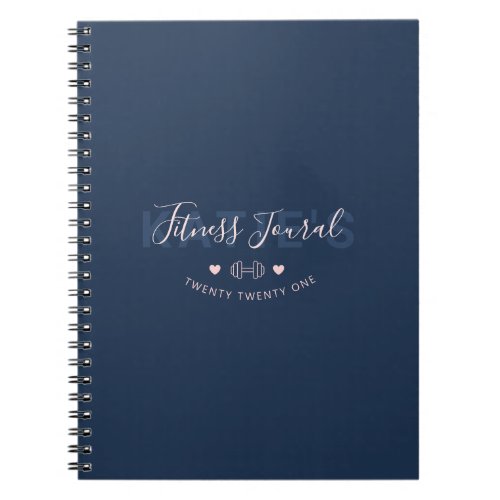 Modern Trendy Fitness Journal Navy Blue  Pink