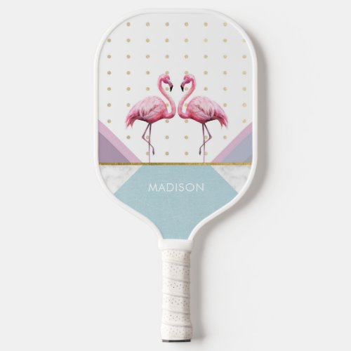 Modern Trendy Flamingo Pink Girly Name Pickleball Paddle