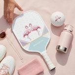 Modern Trendy Flamingo Pink Girly Name Pickleball Paddle<br><div class="desc">Serve up sunshine and style with this Modern Trendy Flamingo Pink Girly Name Pickleball Paddle! Featuring two elegant pink flamingos, soft modern color blocks, and a playful polished look, this design is personalized with your custom name so your paddle feels uniquely yours—and is easy to spot at open play, lessons,...</div>