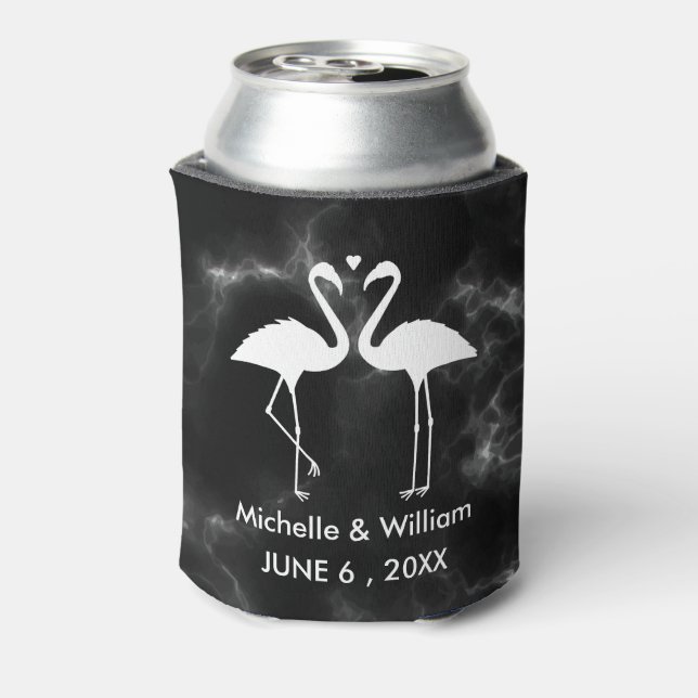 Modern Trendy Flamingos Personalized  Can Cooler (Can Back)