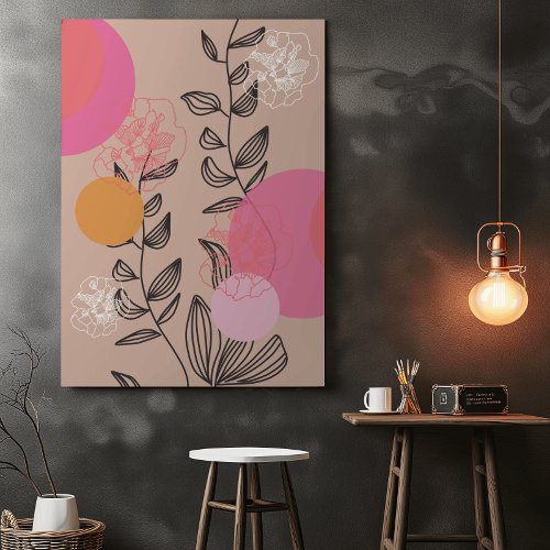 Modern trendy floral artistic home wall art poster