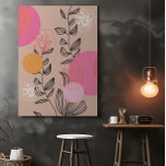 Modern trendy floral artistic home wall art poster<br><div class="desc">Modern trendy floral artistic wall art print poster. Flowers, circles, abstract shapes, colors (yellow pink beige) for this artistic floral art home poster. Deco art accessorie for home. Offer it to women, friends, wifes, girls, young adults, teachers, for birthday, christmas, new home, office. Unique trendy contemporary art floral colorful poster...</div>