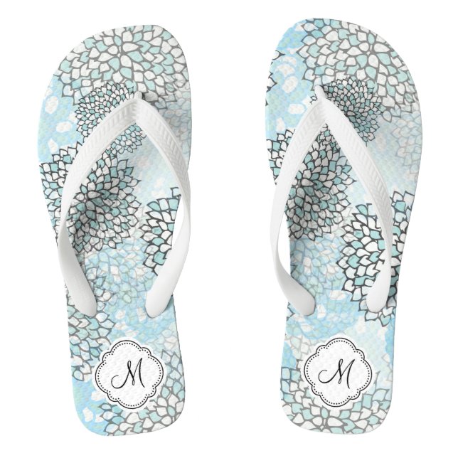 Modern Trendy Floral Pattern Flip Flops (Footbed)