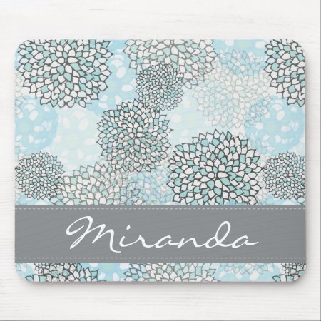 Modern Trendy Floral Pattern Personalized Mouse Pad