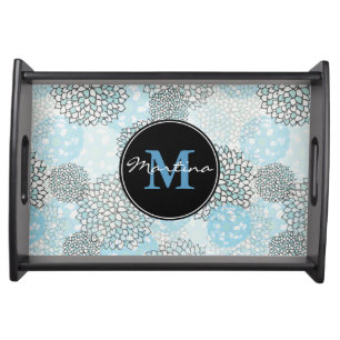 Modern Trendy Floral Pattern Personalized Serving Tray