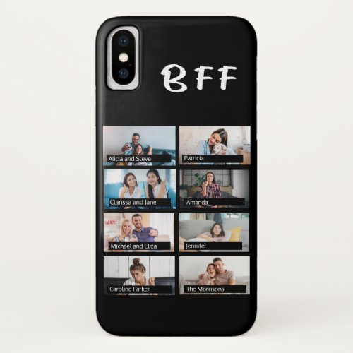 Modern trendy friends collage bff black and white iPhone x case