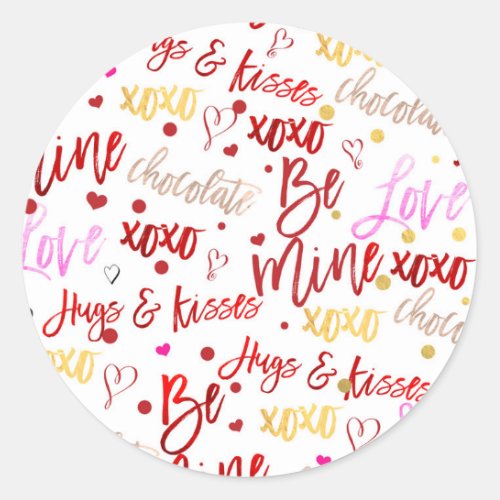 Modern Trendy Fun Valentine Party Favor Treat Classic Round Sticker