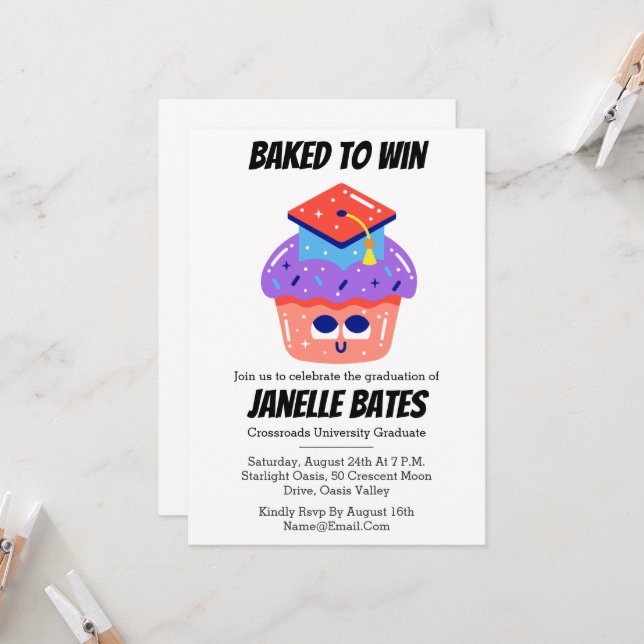 modern trendy funny graduation invitations (Front/Back In Situ)