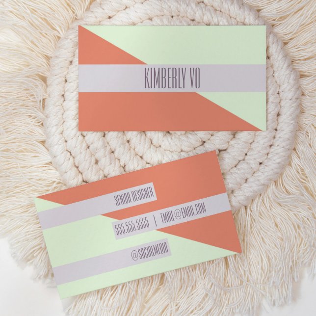 Modern Trendy Geometric Color Block Business Card (modern color block trendy business card)
