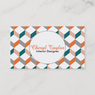 Modern Trendy Geometric Cube Patterned Business Card