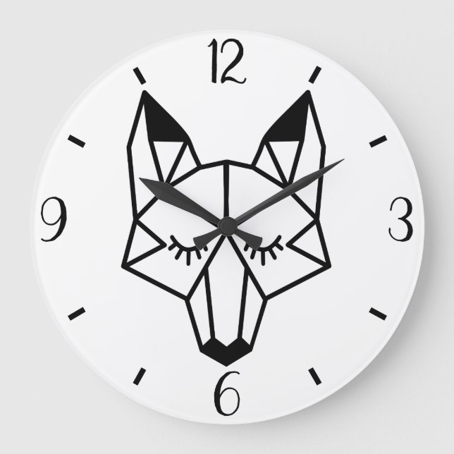 Modern & Trendy Geometric Fox Large Clock (Front)