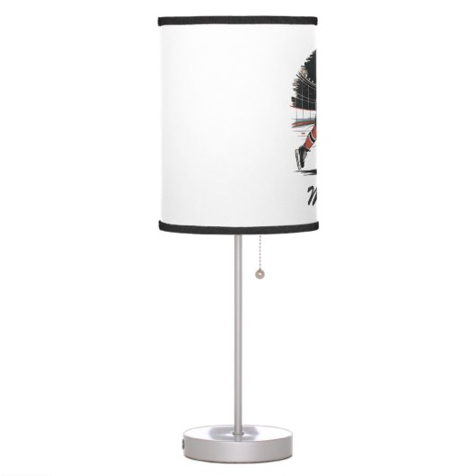 Modern Trendy girl ice hockey player Personalized Table Lamp (Left)