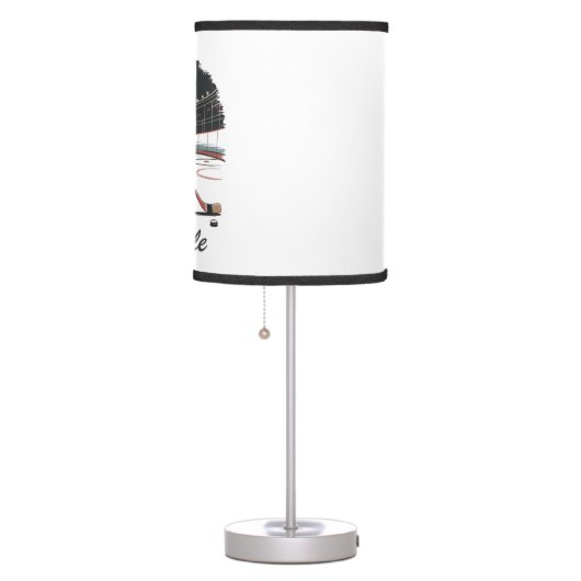 Modern Trendy girl ice hockey player Personalized Table Lamp (Right)
