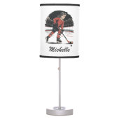 Modern Trendy girl ice hockey player Personalized Table Lamp (Front)