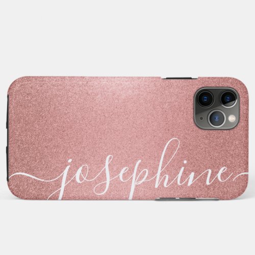 Modern Trendy Girly Name Script Rose Gold iPhone 11 Pro Max Case