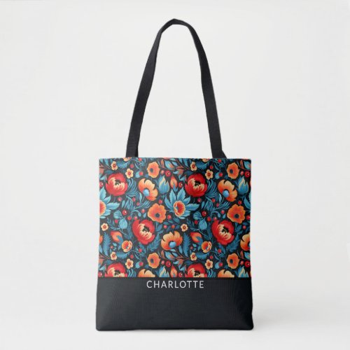 Modern Trendy Girly Wildflower Custom Bohemian Tote Bag