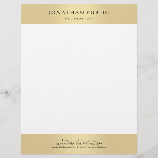 Modern Trendy Glamorous Gold Look Elegant Template Letterhead (Front)