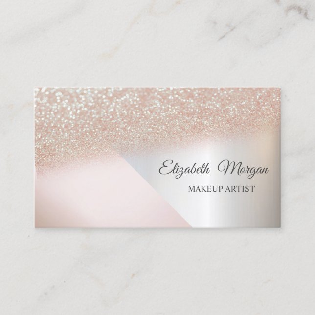 Modern Trendy  Glitter ,Makeup Artist Business Card (Front)
