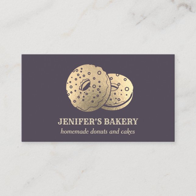 Modern trendy gold donuts  homemade bakery business card (Front)