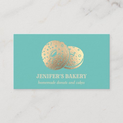 Modern trendy gold donuts  homemade bakery business card