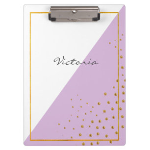 Modern Trendy Gold Dots Add Your Name Clipboard