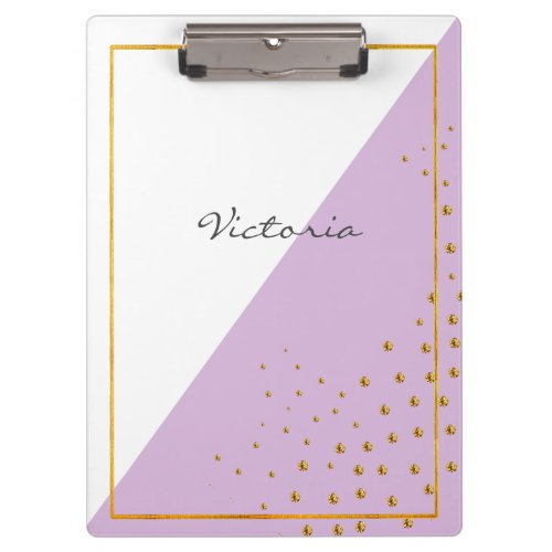 Modern Trendy Gold Dots Add Your Name Clipboard