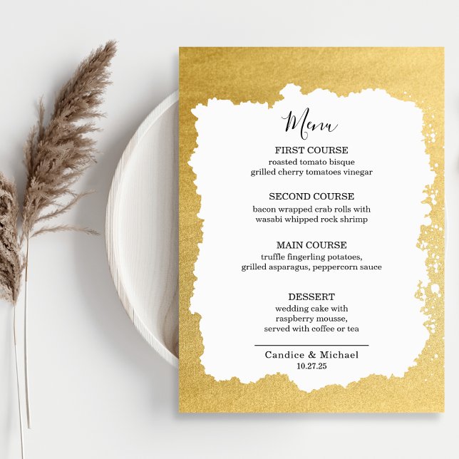 Modern Trendy Gold Frame Wedding Menu (Creator Uploaded)