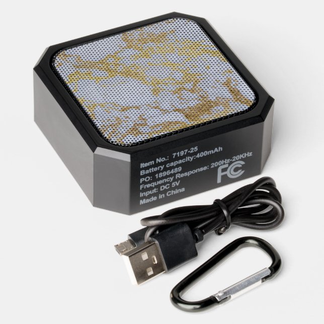 Modern Trendy Gold Glitter Marble Bluetooth Speaker (Laydown)