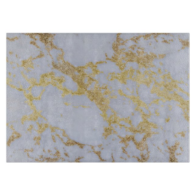 Modern Trendy Gold Glitter Marble Cutting Board (Front)