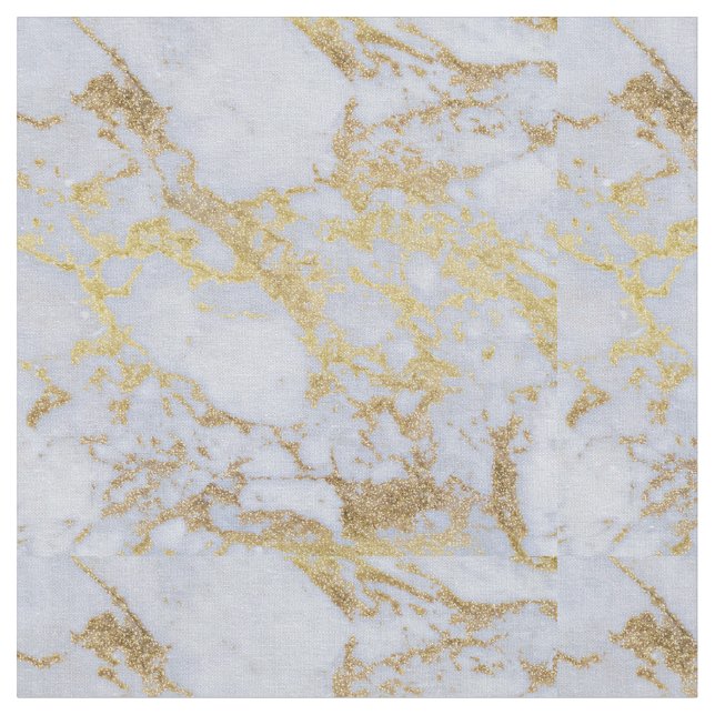 Modern Trendy Gold Glitter Marble Fabric (Close Up)