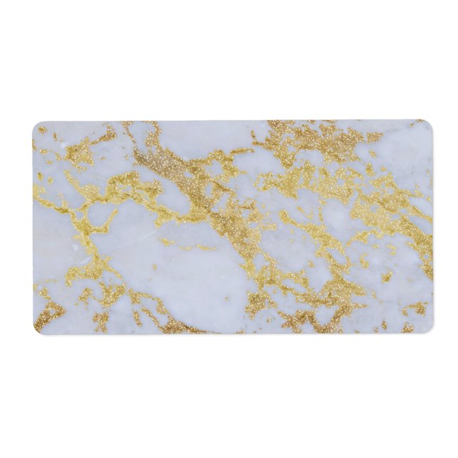 Modern Trendy Gold Glitter Marble Label (Front)