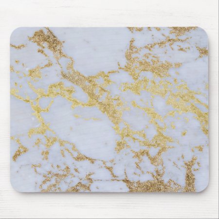 Modern Trendy Gold Glitter Marble Mouse Pad