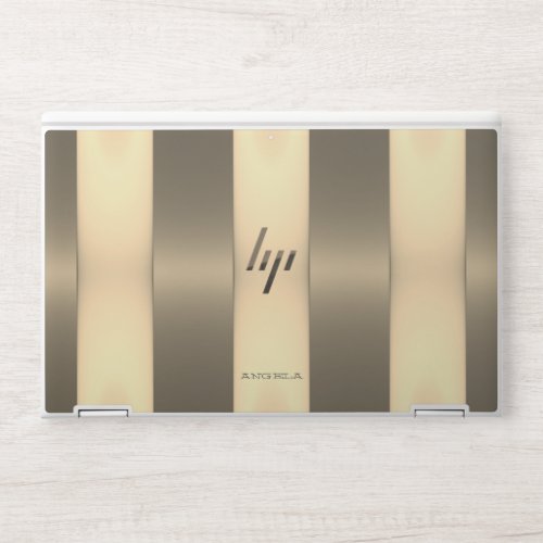 Modern Trendy  Gold  Striped _ Personalized HP Laptop Skin