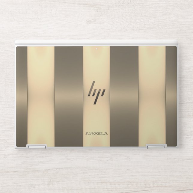 Modern Trendy  Gold  Striped - Personalized HP Laptop Skin (Front)