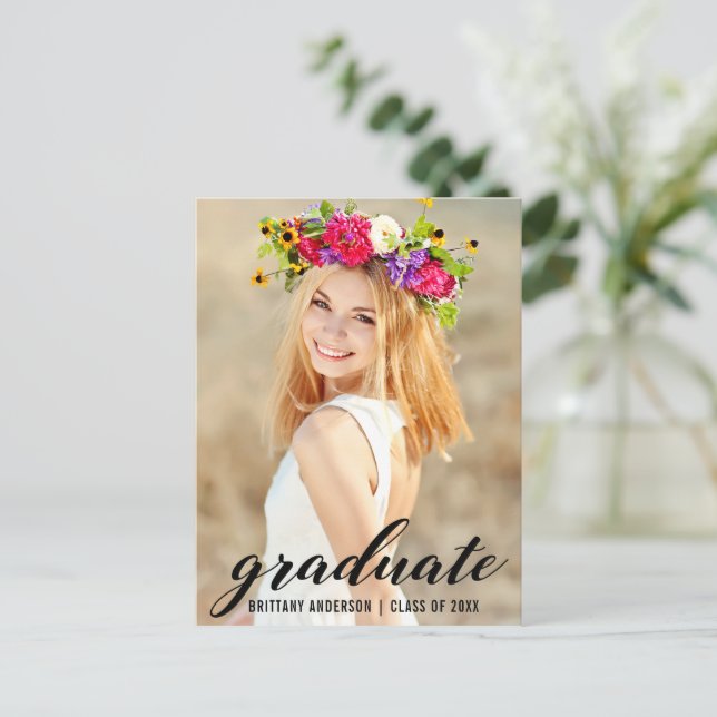Modern Trendy Graduation Party Photo Invite (Standing Front)