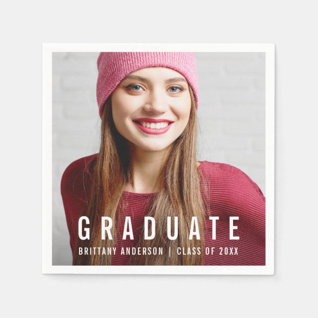 Modern Trendy Graduation Party Photo Napkins (Front)