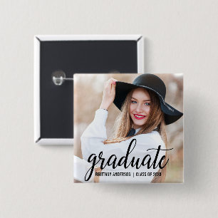 Modern Trendy Graduation Photo Announcement Button