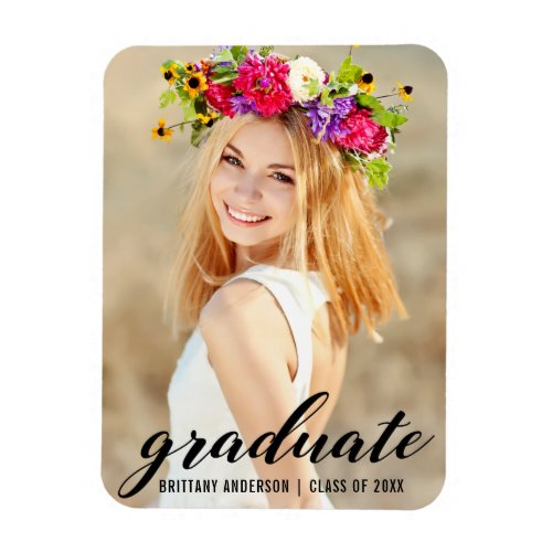 Modern Trendy Graduation Photo Announcement Magnet