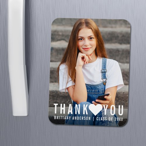 Modern Trendy Graduation Thank You Heart Magnet