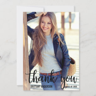 Modern Trendy Graduation Thank You Photo Card