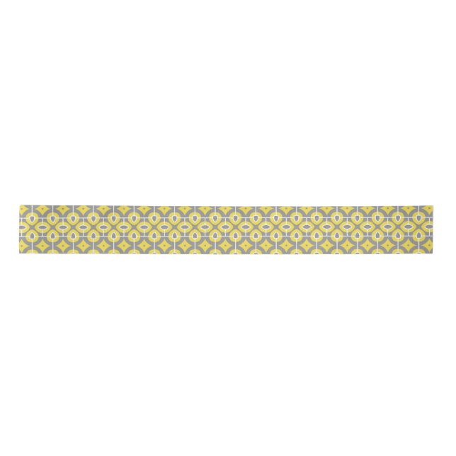 Modern Trendy Gray and White Mosaic Pattern  Satin Ribbon (Front)