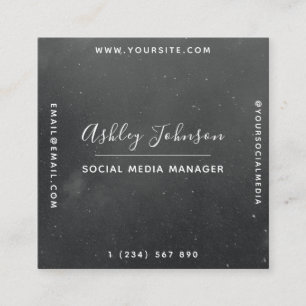 Modern & Trendy Gray Night Sky Cosmic Space Galaxy Square Business Card