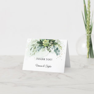 Modern Trendy Greenery succulent flowers Letterpress Thank You Card