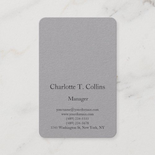 Modern trendy grey plain professional minimalist business card