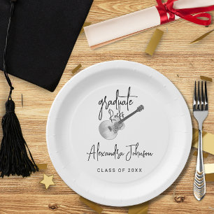 Modern Trendy Guitar Graduation Party Paper Plates