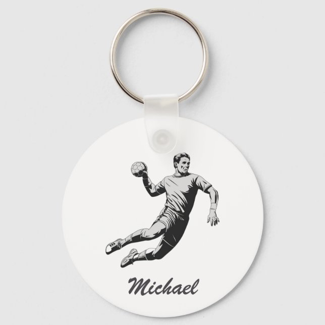 Modern Trendy Handball Player  Personalized      Keychain (Front)