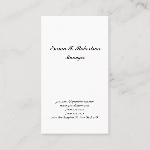Modern trendy handwriting minimalist black white business card