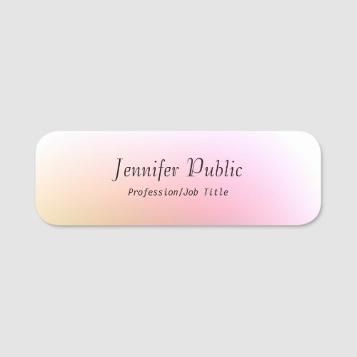 Modern Trendy Handwritten Script Text Colorful Name Tag