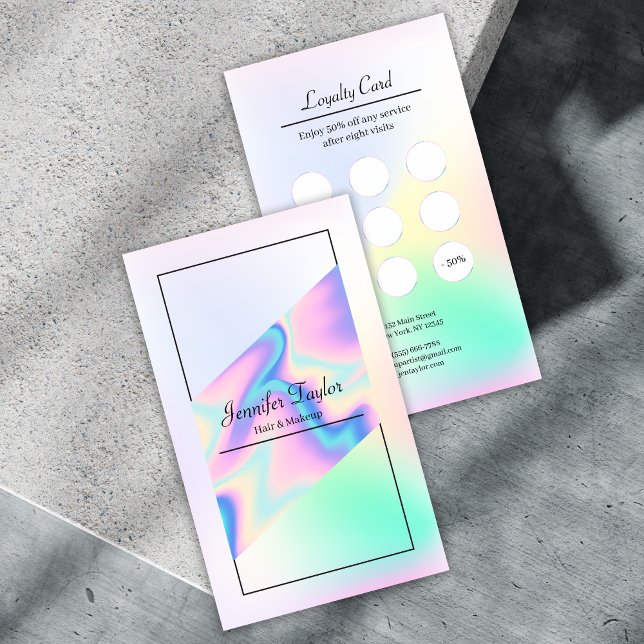 Modern Trendy Holographic Gradient Minimal Loyalty Card (Creator Uploaded)